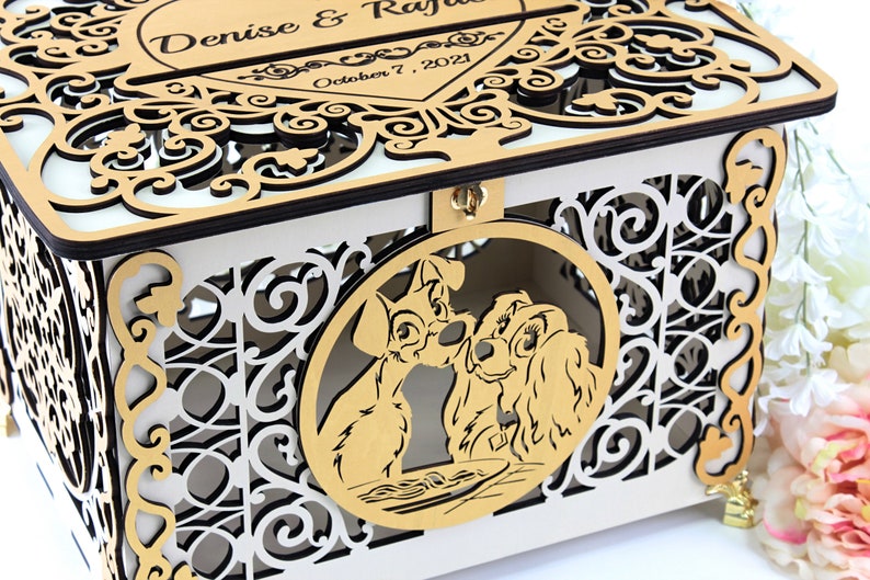 Lady Tramp Wedding Card Box, Decor, Post, Monetary Gift, Wedding Envelopes Holder, Bridal Shower, Quinceanera, Money Box image 4