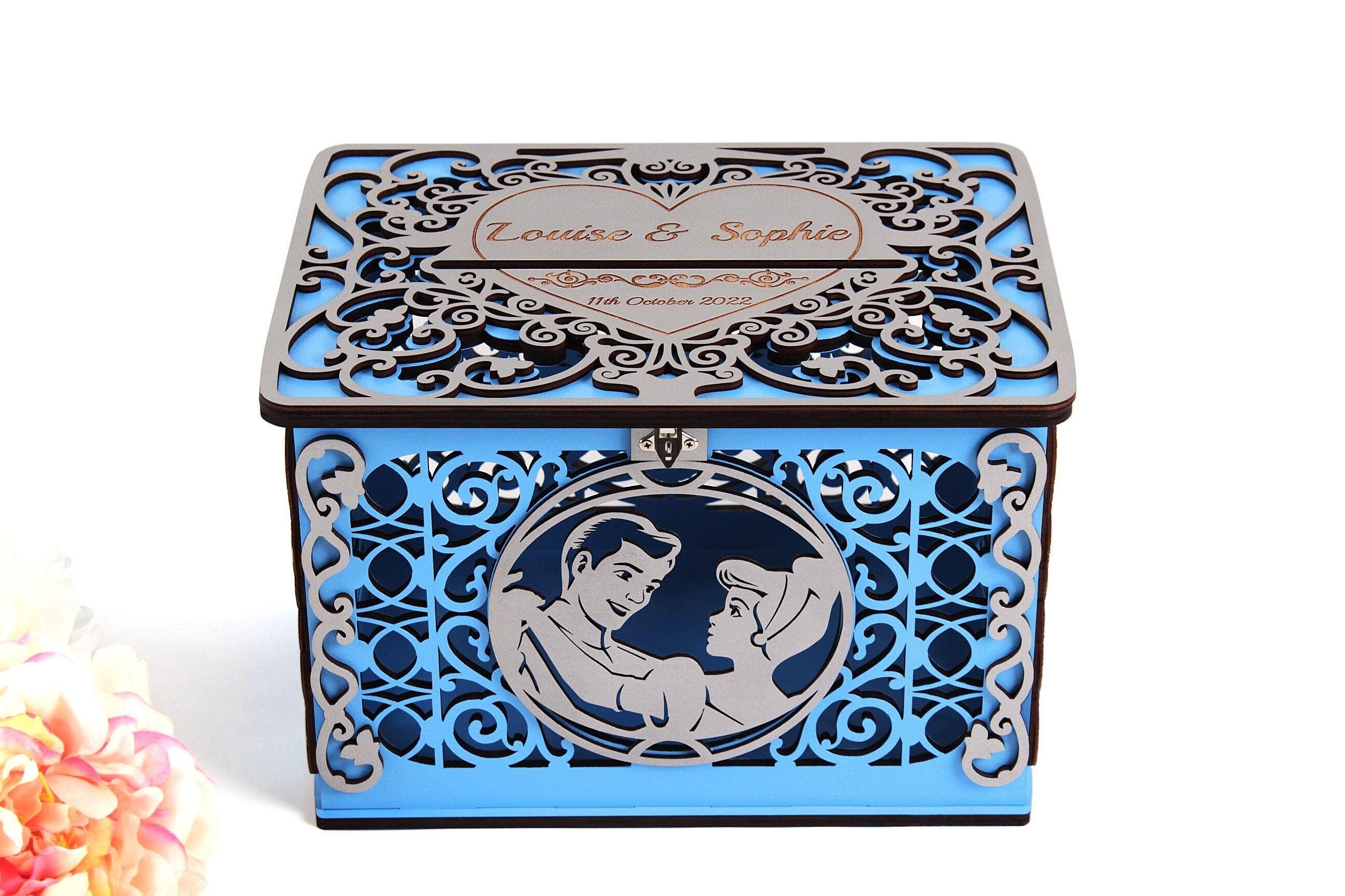 Cinderella Wedding Card Box Quinceanera Money Gift Princess Wedding Money Box for Wedding Reception Well Wishes Wedding