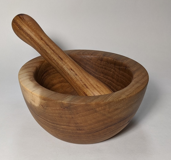 Large Mortar and Pestle Set Made From Walnut, Cherry, or Pecan 