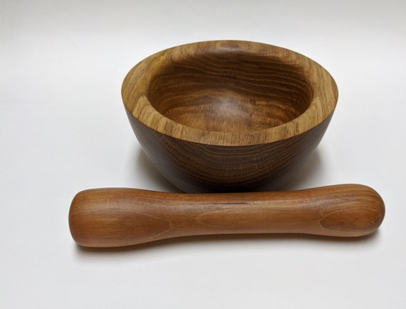 Large Mortar and Pestle Set Made From Walnut, Cherry, or Pecan 