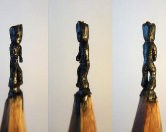 Groot, microsculpture graphite pencil