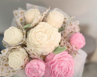 Ramo de flores con velas personalizadas / Rosas de cera perfumadas / Regalo hecho a mano / Regalo para novias, cumpleaños o para el autocuidado / Rituales para chicas morenas