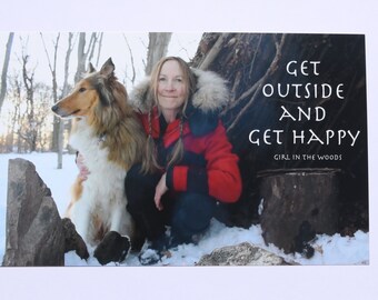 Get Outside & Get Happy, Inspirational Motivational Desk Poster Picture