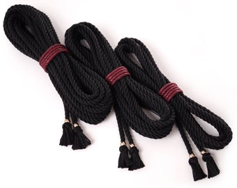 CORDE DE BONDAGE avec perle d’or et finition nœud, noir, 4/6/8/10 m Corde décorative en polyester pour Shibari Bondage Play