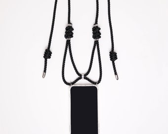 SHIBARI Phone Case Tied Rope Necklace Hands Free in Black