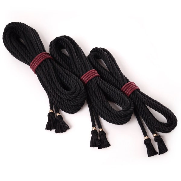 BONDAGE ROPE With Gold Bead&Knot Finish, Black, 4/6/8/10 m Bundle Decorative Polyester Rope for Shibari Bondage Play