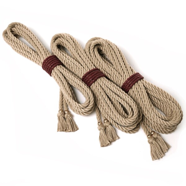 BEIGE BONDAGE ROPE With Gold Bead&Knot Finish, 4/6/8/10 m Bundle Decorative Polyester Rope for Shibari Bondage Play