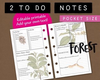 Faire des listes et du papier à lettres. Imprimable modifiable. Ajoutez votre propre texte/titres ou utilisez le blanc. Format de poche. Pour Filofax, Kikki K etc. NKTE FS