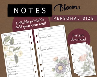 Papier à lettres modifiable. Taille personnelle. Employez le blanc ou ajoutez votre propre texte/titres. Pour filofax etc. NELD BL