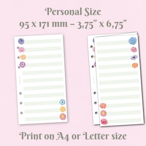 Printable Notepaper for Filofax Personal Size and More. Fold Out Note ...