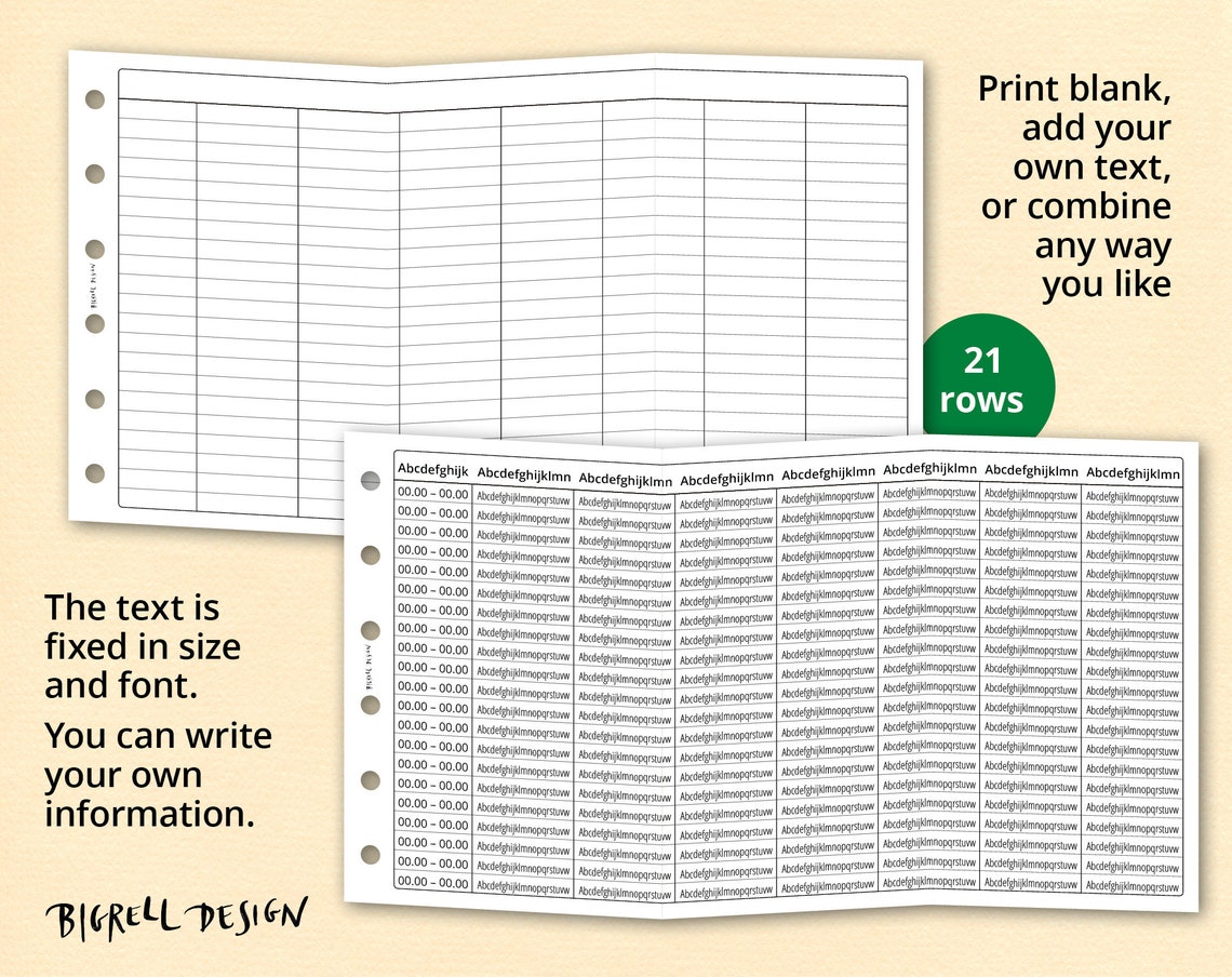 Weekly Time Chart With Your Own Time. Editable Printable Weekly Planner ...