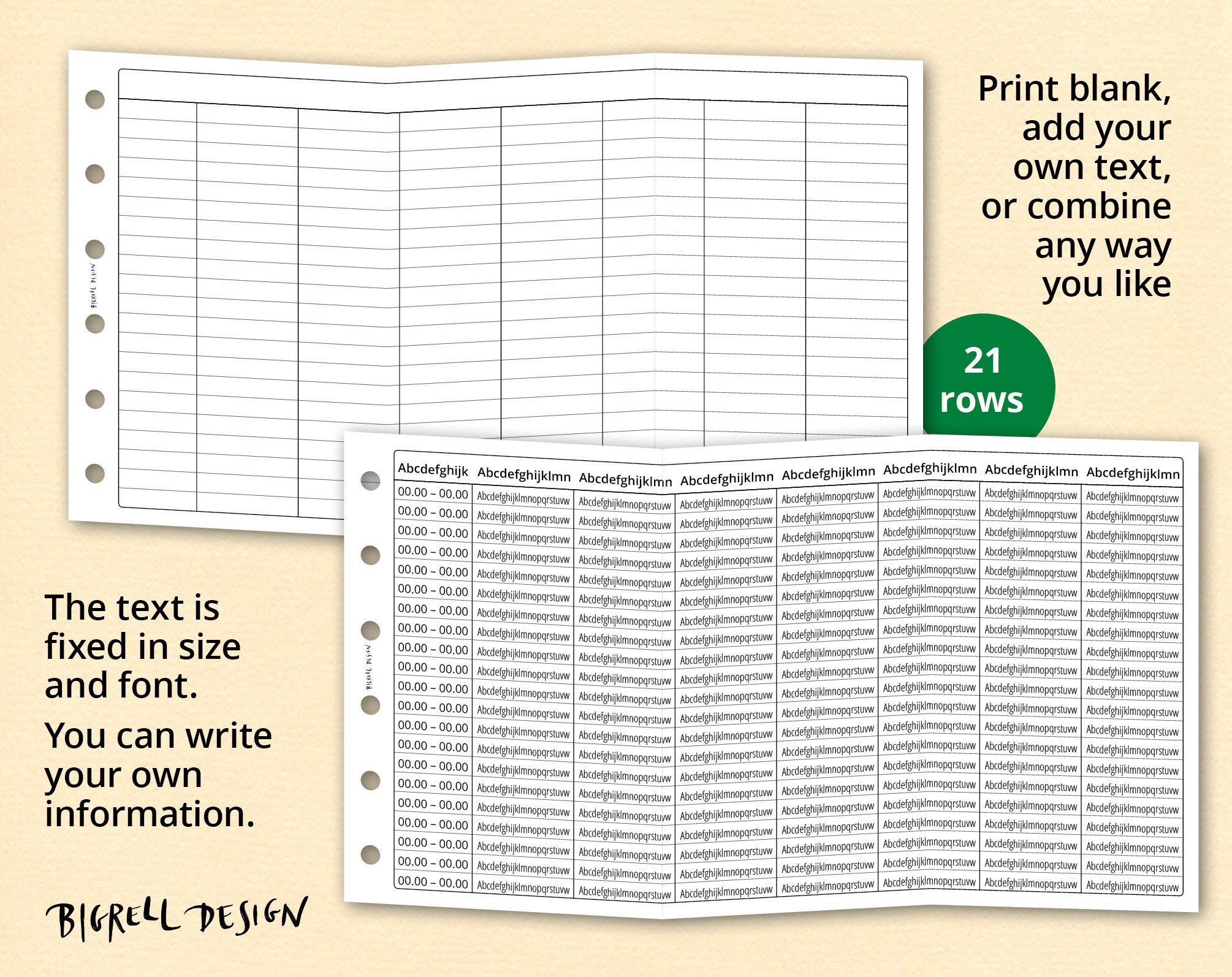Weekly Time Chart With Your Own Time. Editable Printable Weekly Planner ...