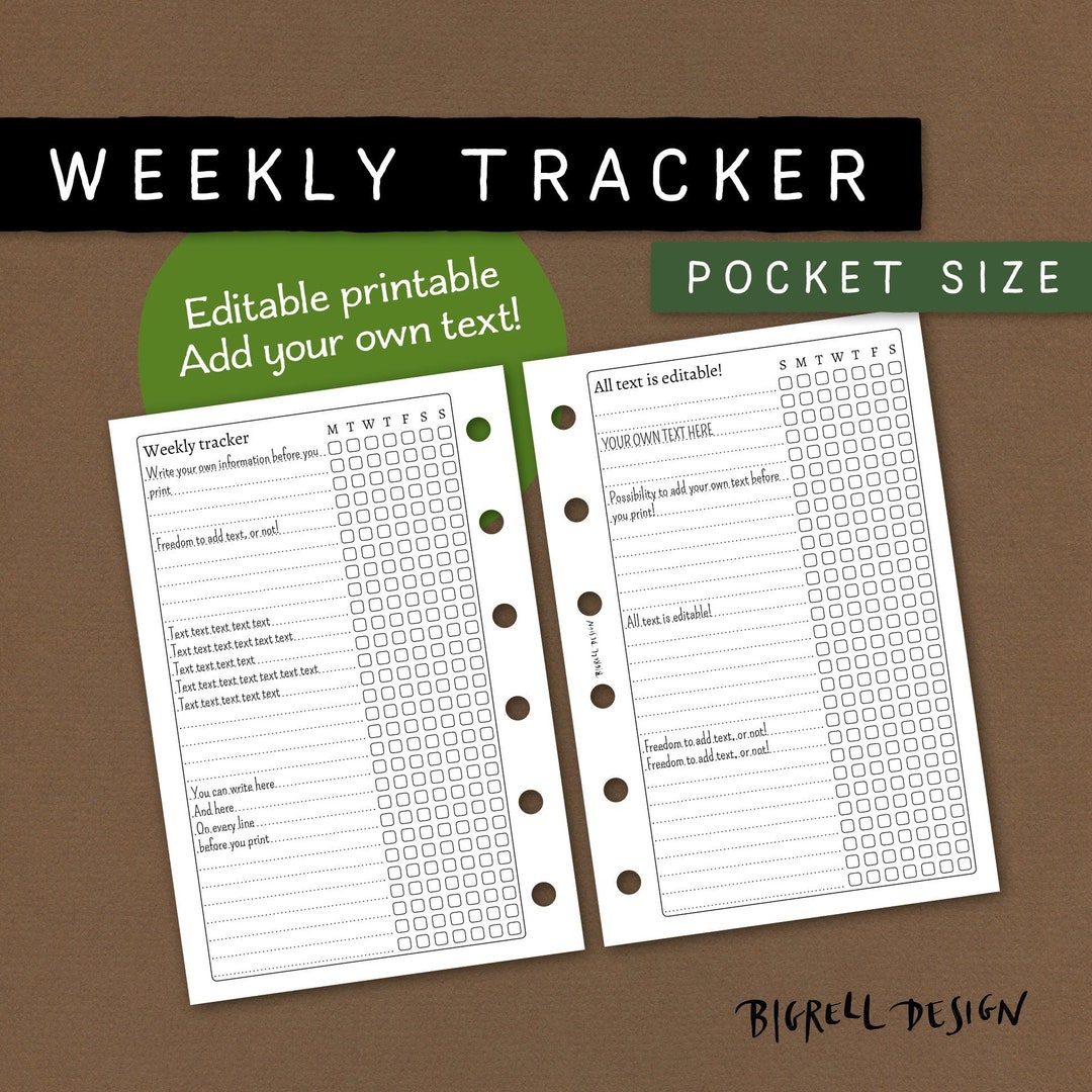 Current Week Tracker Ruler Weekly Tracker. Editable Printable. Add Your Own Text or Use Blank ...