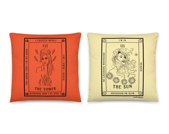 The Tower/ The Sun Reversible Tarot Card Pillow