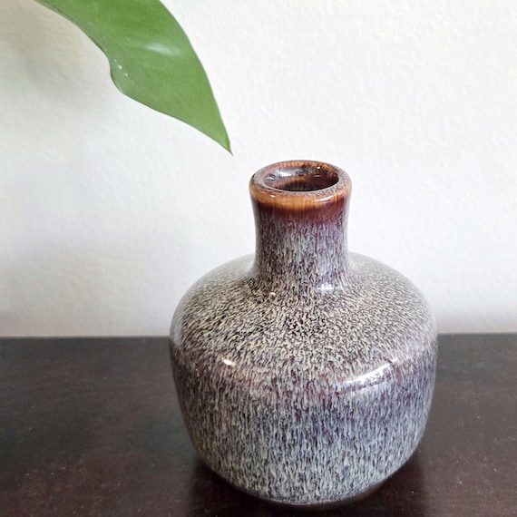 Bloomingville Bud Vase Speckled Pottery Blue Beige Brown Glossy 3