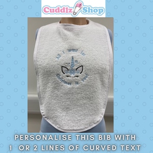 Cuddlz Adult Sized Personalised White Towelling Bib ABDL Extra Large with ** White  Edging **
