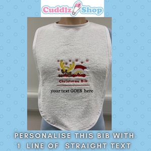 Cuddlz Adult Sized Personalised White Towelling Bib ABDL Extra Large with ** White  Edging **