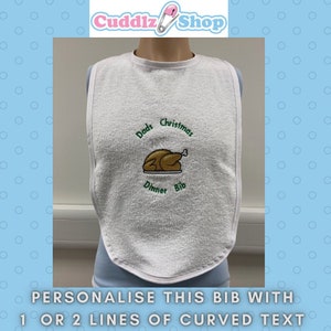 Cuddlz Adult Sized Personalised White Towelling Bib ABDL Extra Large with ** White  Edging **