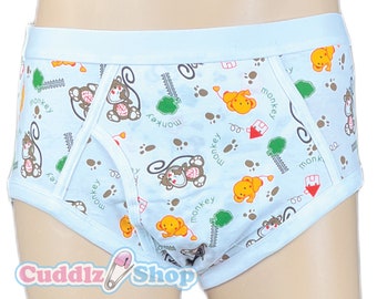 Cuddlz Adult Little Monkey Pattern Cartoon Underpants Briefs YFronts Vintage Y-Fronts Mens