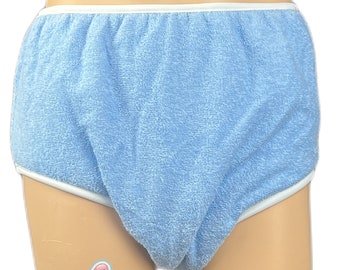 Cuddlz Baby Blue Double Thickness Adult Terry Towelling Incontinence Pants Briefs For Men Or Women Washable Nappy Diaper