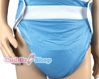 Cuddlz Blue Front Fastening PVC Padded Adult Washable All In One Incontinence Nappy Diaper