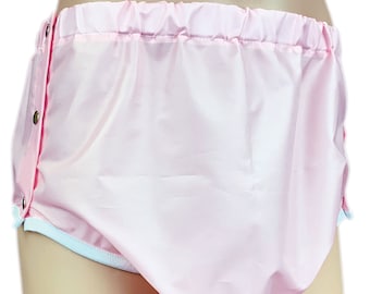 Cuddlz Pink Side Fastening Snap On Crinkle Bum Adult Incontinence Pants For  Men or Women
