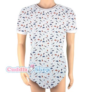 Cuddlz Blue Space Rockets Stretch Adult Onesie For Men or Women With Locking Lockable Zip Option Romper Pyjamas Body Suit for Adults