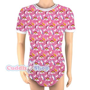 Cuddlz Pink Rainbow Unicorn Stretch Adult Onesie For Men or Women With Locking Lockable Zip Option Romper Pyjamas Body Suit for Adults