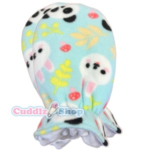 Cuddlz Mint Panda Bunny Pattern Fleece Adult Sized Mittens Padded Gloves For Men or Women Unisex