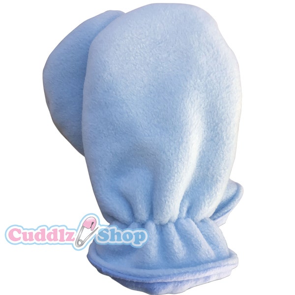 Cuddlz Baby Blue Fleece Adult Sized Padded Mittens Gloves For Men or Women Unisex