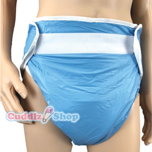 Cuddlz Blue Front Fastening PVC Padded Adult Washable All In One Incontinence Nappy Diaper