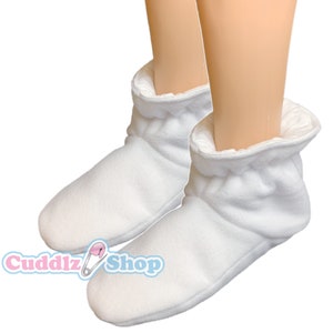 Cuddlz Baby White Fleece Padded Adult Sized Booties - Small medium and large Unisex For Men Women or Ladies Unisex
