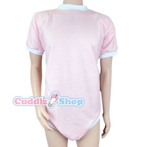 Cuddlz Short Baby Pink Wincyette Brushed Cotton Adult Onesie With Standard or Locking Lockable Zip - Body Suit Romper For Men or Women