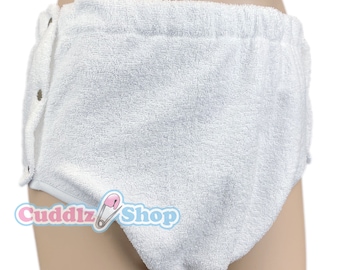 Cuddlz Double Thickness Side Fastening Adult Terry Towelling Incontinence Pants Brief Unisex For Men Or Women Washable Nappy Diaper Nappies