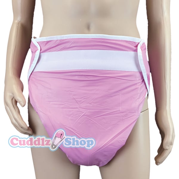 Cuddlz Pink Front Fastening PVC Padded Adult Washable Incontinence All In One Nappy Diaper ABDL