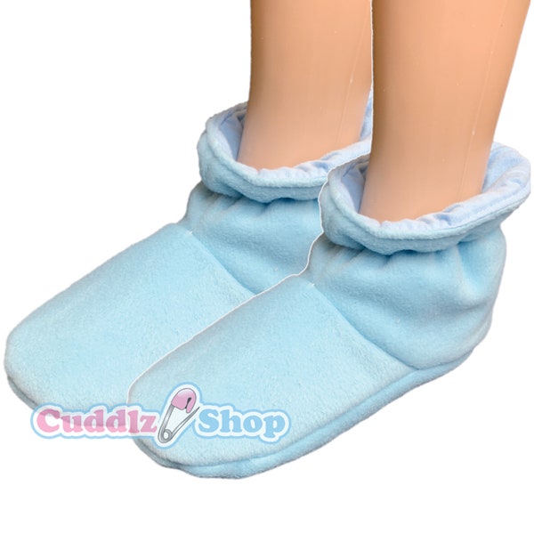 Cuddlz Baby Blue Fleece Padded Adult Sized Booties - Small medium and large Unisex For Men Women or Ladies