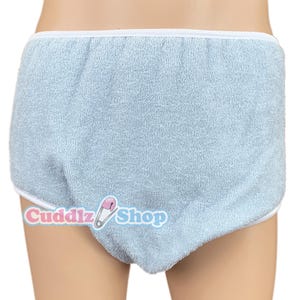 Cuddlz Baby Blue Double Thickness Adult Terry Towelling Incontinence Pants Briefs For Men Or Women Washable Nappy Diaper