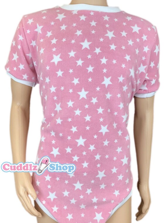 Cuddlz Baby Pink Cotton Stretch Adult Short Onesie ABDL Romper Body