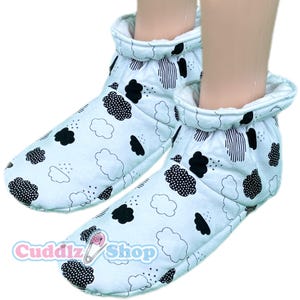 Cuddlz Black Cloud Pattern Stretch Fabric Padded Adult Sized Booties Baby - Small medium and large Unisex For Men Women or Ladies