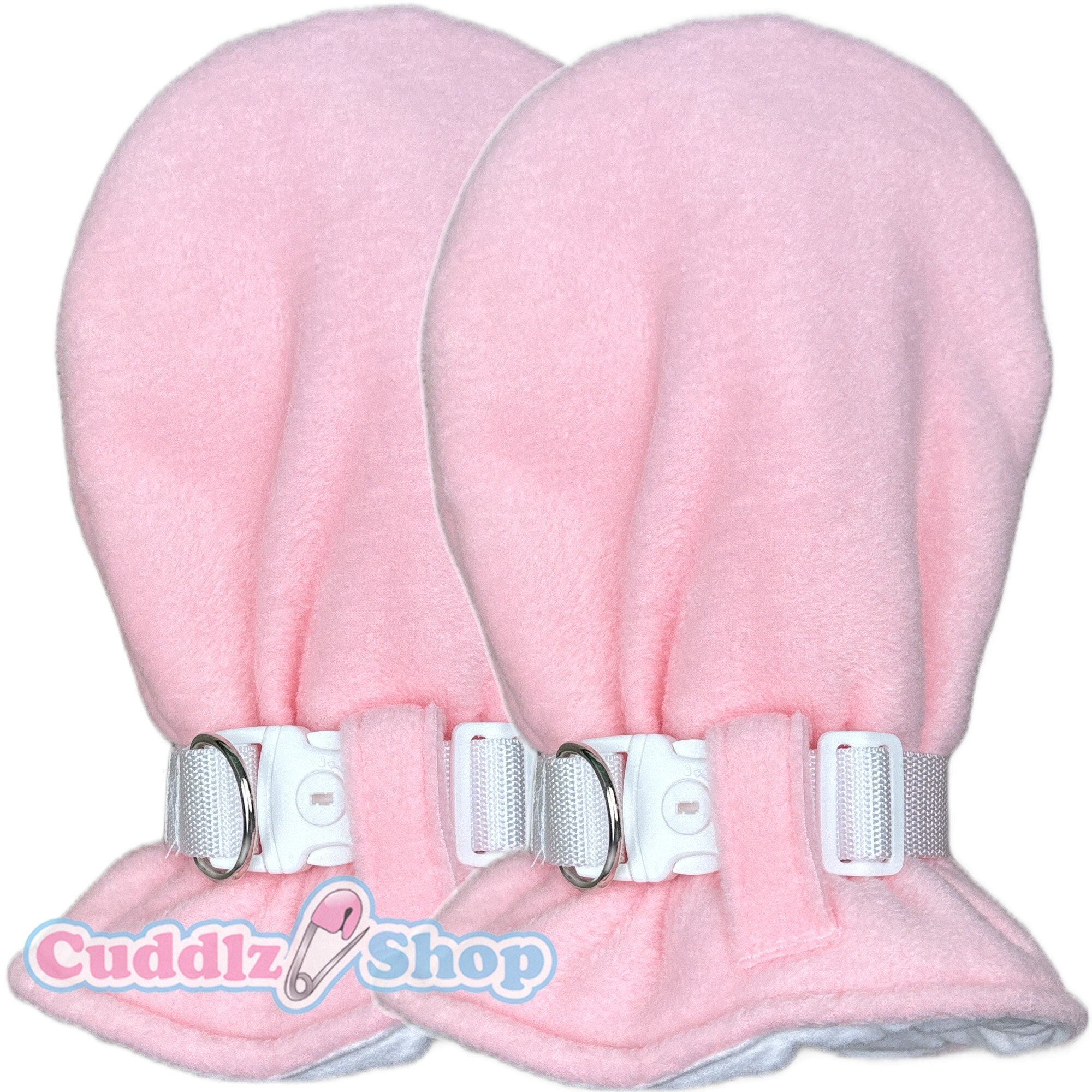 Mittens Lock Cuddlz Pair of Pink Fleece Adult Sized Locking / Lockable Mittens ...