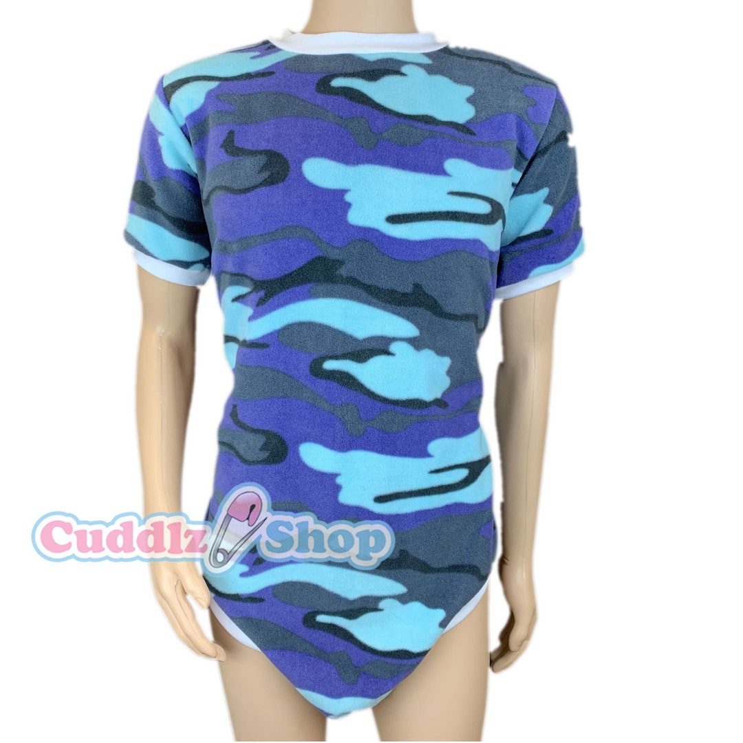 Cuddlz Short Blue Camouflage Pattern Adult Onesie With Standard or ...