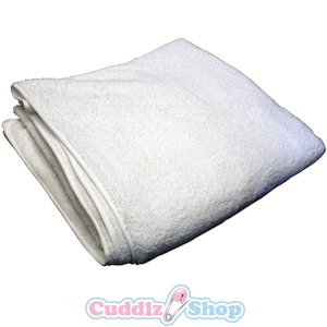 Cuddlz White 48&quot; x 48&quot; (122cmx122cm) Terry Towelling Adult Nappy Cloth Diaper Cotton Towel Nappies Extra Large Incontinence For Men Or Women