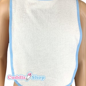 Cuddlz Adult Sized Personalised White Towelling Bib ABDL Extra Large with Unicorn Embroidery Personalisation image 4