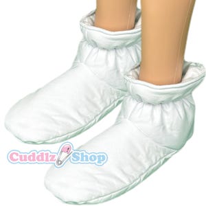 Cuddlz Baby White Stretch Fabric Padded Adult Sized Booties - Small medium and large Unisex For Men Women or Ladies