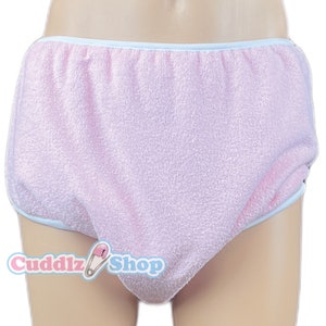 Cuddlz Baby Pink Single Thickness Adult Terry Towelling Incontinence Pull Up Pants Brief  For Men Or Women Washable Nappy Diaper