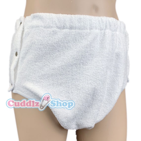 Cuddlz Single Thickness Side Fastening Adult Terry Towelling Incontinence  Pants Brief Unisex for Men or Women Washable Nappy Diaper Nappies -   Australia