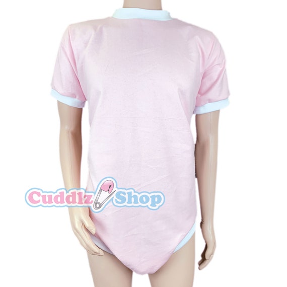 Cuddlz Short Baby Pink Wincyette Brushed Cotton Adult Onesie With Standard or Locking Lockable Zip Body Suit Romper For Men or Women