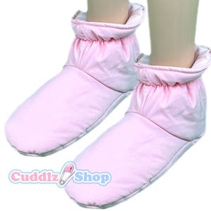 Cuddlz Baby Pink Stretch Fabric Padded Adult Sized Booties - Small medium and large Unisex For Men Women or Ladies