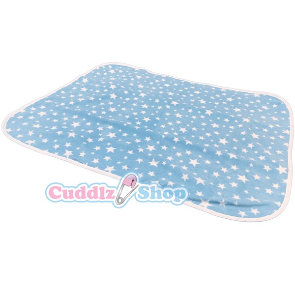 Cuddlz Blue Star Pattern Fleece And White Adult Sized Nappy Diaper Changing Mat Reversible for men or women unisex Play Mat