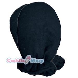 Cuddlz Plain Black Brushed Cotton Wincyette Adult Sized Mittens For men ladies womens